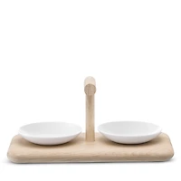 Lsa Dine Porcelain Condiment Set with Oak Base