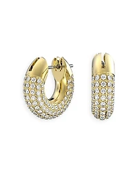 Dextera Pavé Tubular Huggie Hoop Earrings in Gold Tone