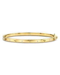 Temple St. Clair 18K Yellow Gold Diamond Granulated Bangle Bracelet
