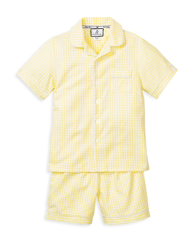 Petite Plume Unisex Gingham Classic Pajama Shorts Set - Baby, Little Kid, Big Kid