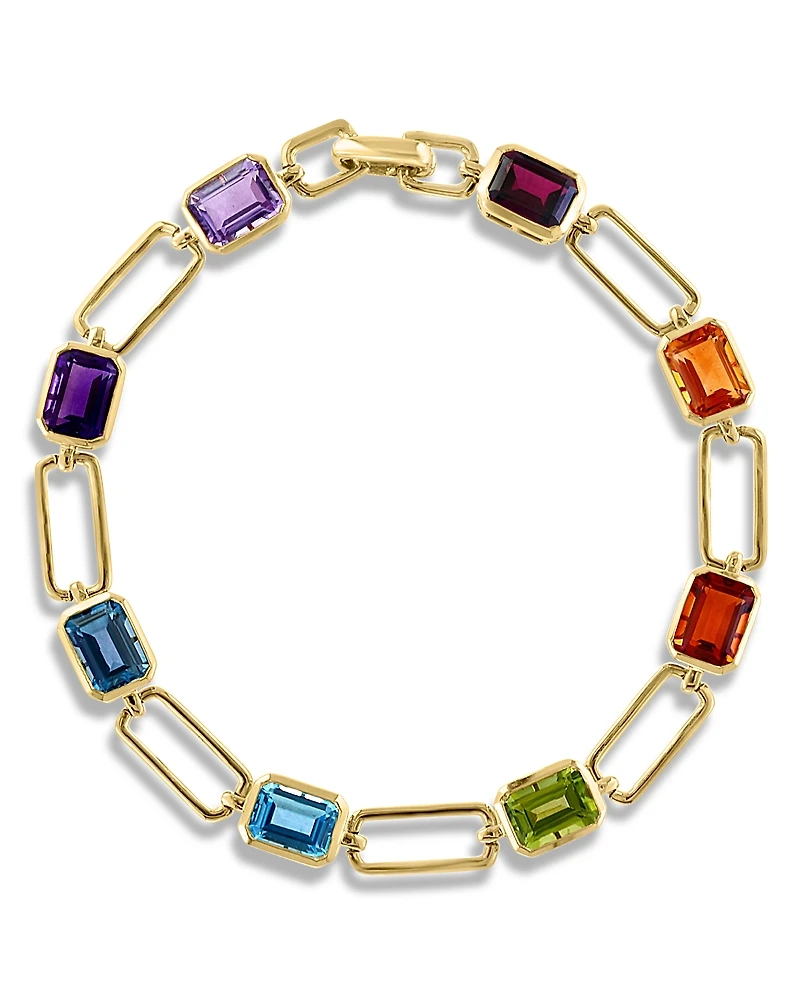 Bloomingdale's Fine Collection Multi Gemstone Paperclip Link Chain Bracelet
