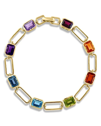 Bloomingdale's Fine Collection Multi Gemstone Paperclip Link Chain Bracelet
