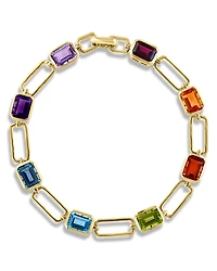 Bloomingdale's Fine Collection Multi Gemstone Paperclip Link Chain Bracelet