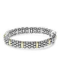 18K Yellow Gold & Sterling Silver Signature Caviar Blue Sapphire Pavé Link Bracelet