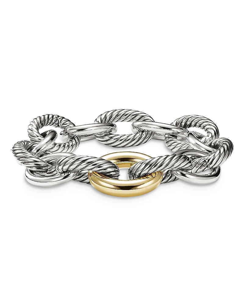 David Yurman Sterling Silver & 18K Yellow Gold Chain Bracelet