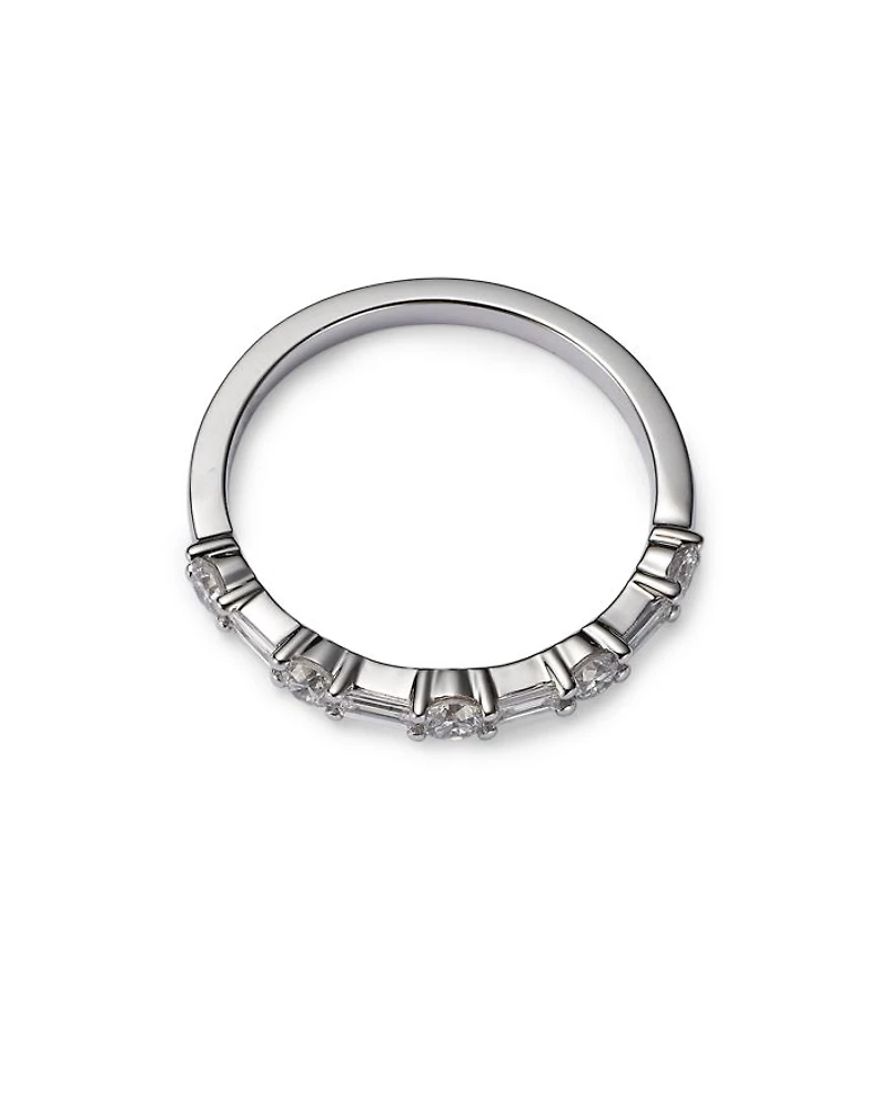 Diamond Baguette & Round Band in 14K White Gold, 0.50 tcw