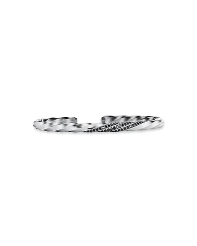 David Yurman Cable Edge Cuff Bracelet with Pave Black Diamonds, 5.5mm