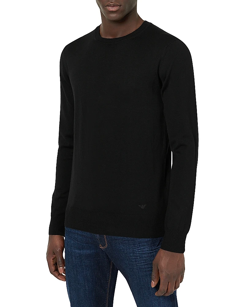 Armani Wool Solid Slim Fit Crewneck Sweater