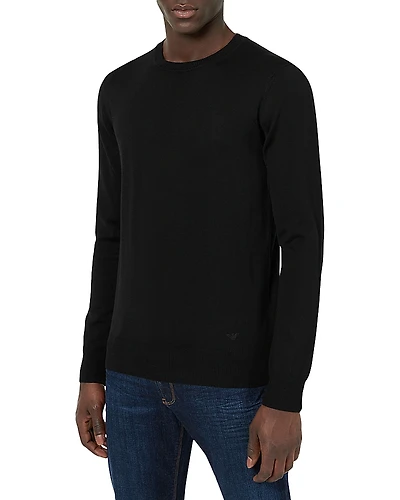 Armani Wool Solid Slim Fit Crewneck Sweater