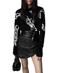 Zadig & Voltaire Julipe Asymmetric Crinkled Leather Mini Skirt