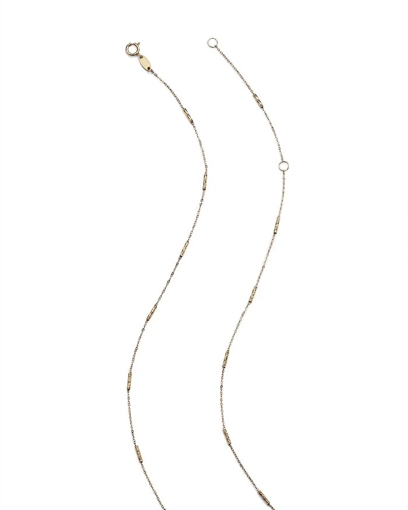 Bar Station Necklace in 14K Yellow Gold, 16" - Exclusive