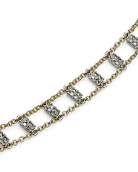 14K White & Yellow Gold Diamond Bars Bracelet