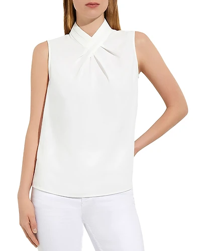 Misook Woven Crepe de Chine Sleeveless Blouse