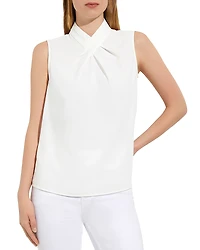 Misook Woven Crepe de Chine Sleeveless Blouse