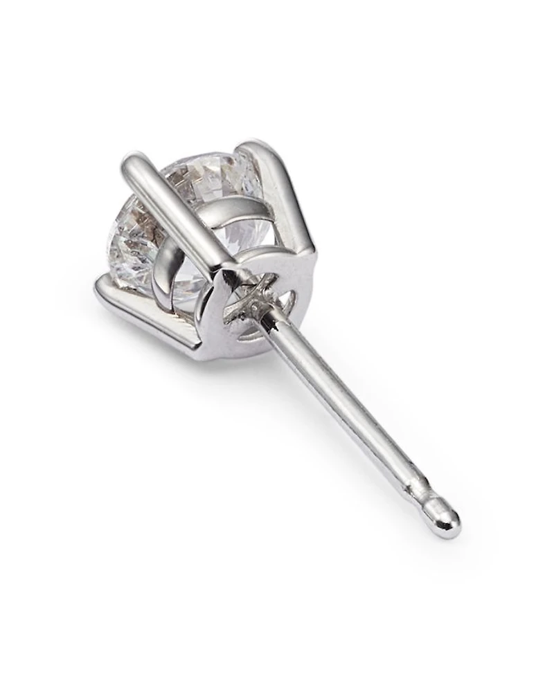 Colorless Certified Round Diamond Stud Earring 18K White Gold, 0.30-2.0 tcw