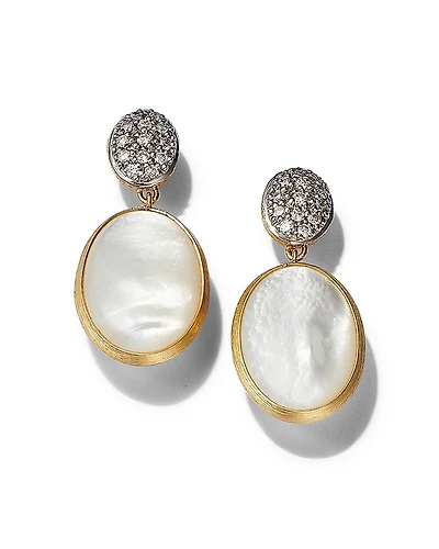 Marco Bicego 18K Two Tone Gold Siviglia Pave Diamond & Mother Of Pearl Drop Earrings - 150th Anniversary Exclusive