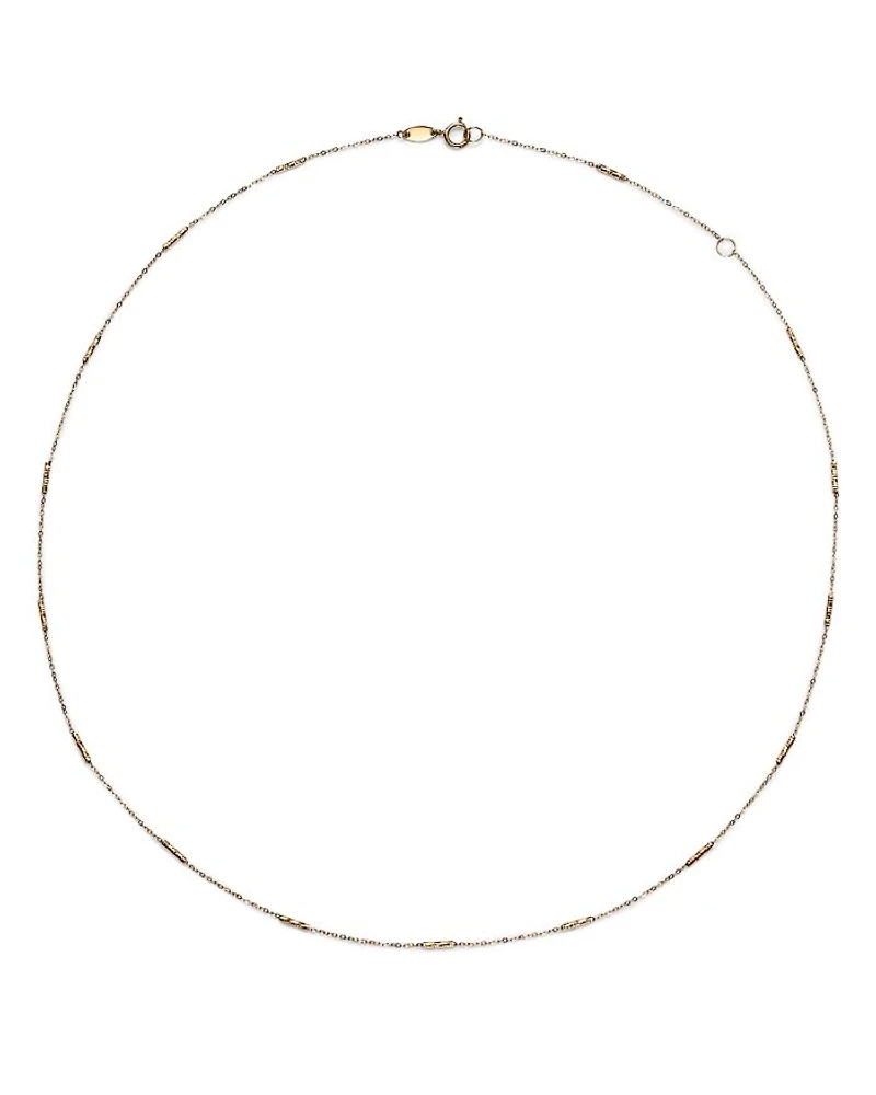 Bar Station Necklace in 14K Yellow Gold, 16" - Exclusive