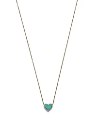 14K Yellow Gold Kate Turquoise & Diamond Heart Pendant Necklace, 18"