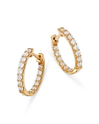 Diamond Oval Inside Out Hoop Earrings in 14K Yellow Gold, 1.50 tcw