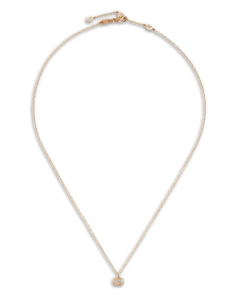 18K Rose Gold Running Double G Logo Pendant Necklace, 14.9-16.5"