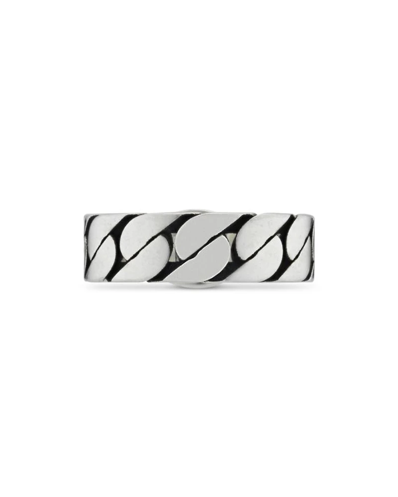 Sterling Silver Interlocking Curb Chain Ring