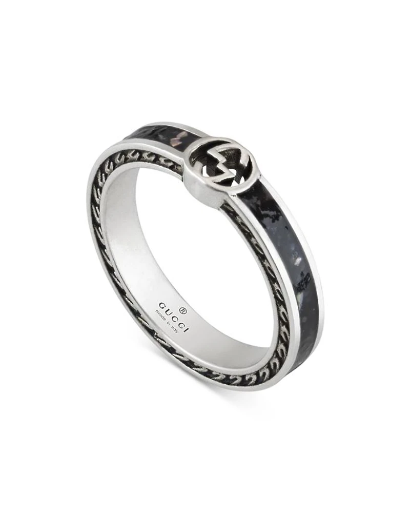 Silver Interlocked G 3.5mm Band Ring