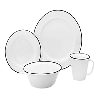 Godinger Bistro Black Band 16 Piece Porcelain Dinnerware Set