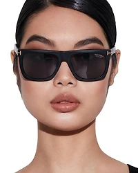 Morgan Polarized Flat Top Square Sunglasses, 57mm