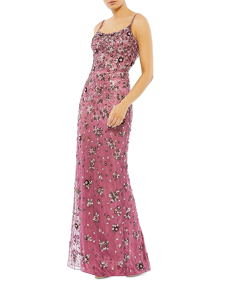 Mac Duggal Floral Beaded Gown