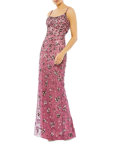 Mac Duggal Floral Beaded Gown