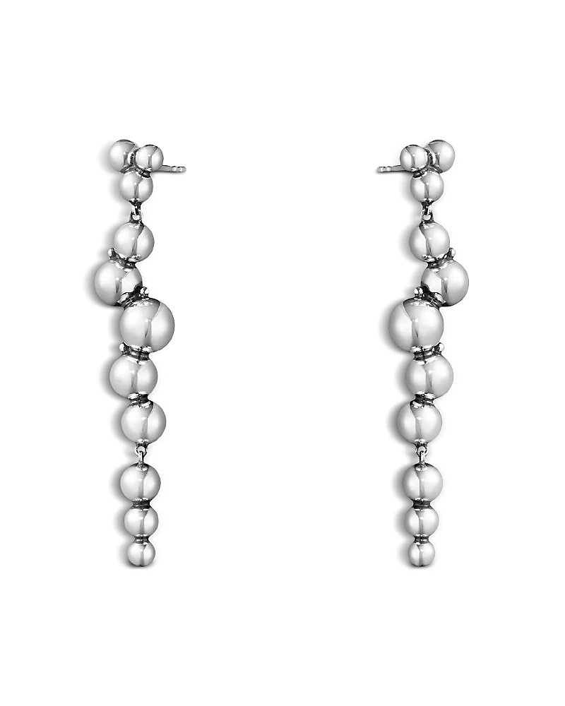 Georg Jensen Sterling Silver Moonlight Grapes Ball Cluster Drop Earrings