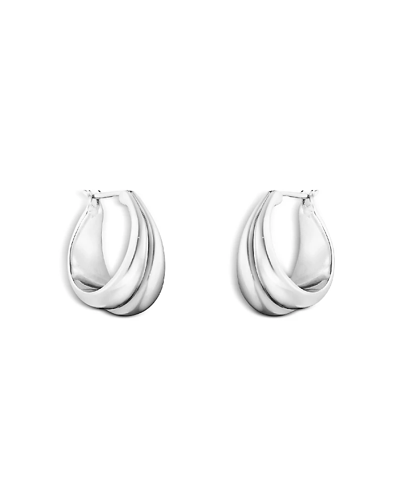 Georg Jensen Sterling Silver Curve Graduated Small Hoop Earrings