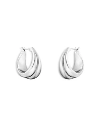 Georg Jensen Sterling Silver Curve Graduated Small Hoop Earrings