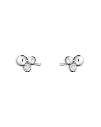 Georg Jensen Sterling Silver Moonlight Grapes Diamond Bezel Ball Cluster Stud Earrings
