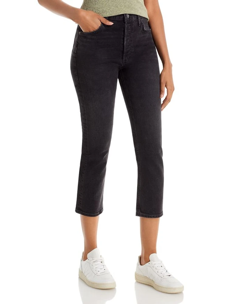 Riley High Rise Cropped Straight Jeans Panoramic