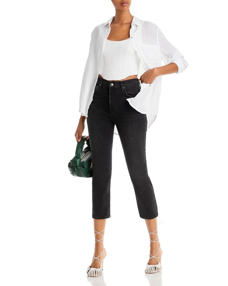 Riley High Rise Cropped Straight Jeans Panoramic