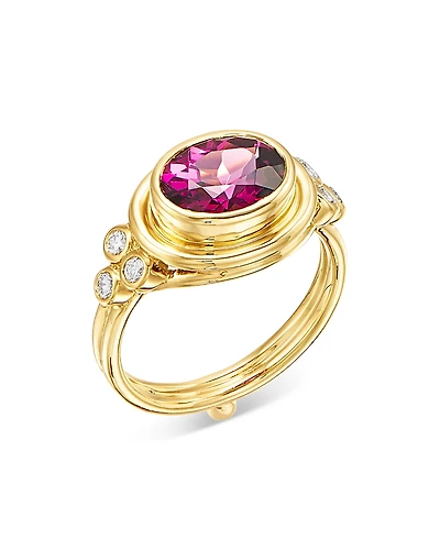 Temple St. Clair 18K Yellow Gold Classic Pink Tourmaline & Diamond Bezel Ring