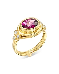 Temple St. Clair 18K Yellow Gold Classic Pink Tourmaline & Diamond Bezel Ring