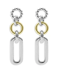 18K Yellow & Sterling Silver Signature Caviar Link Drop Earrings