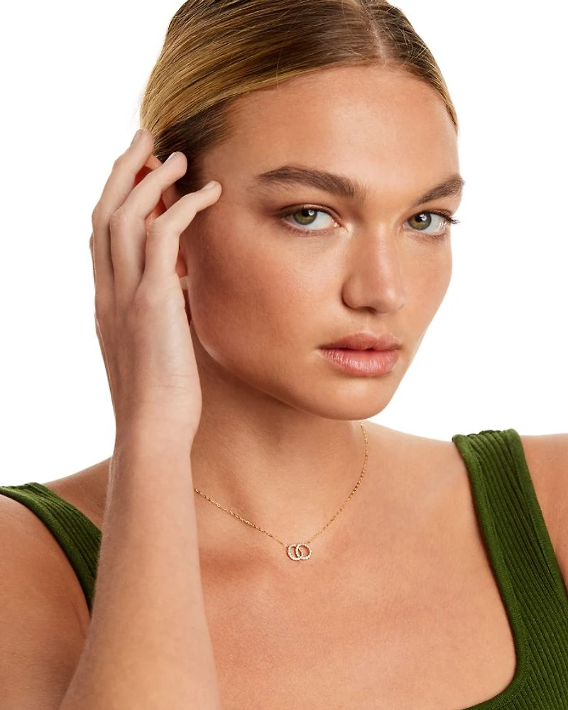 Diamond Double O Pendant Necklaces 14K Gold, 0.25 tcw each