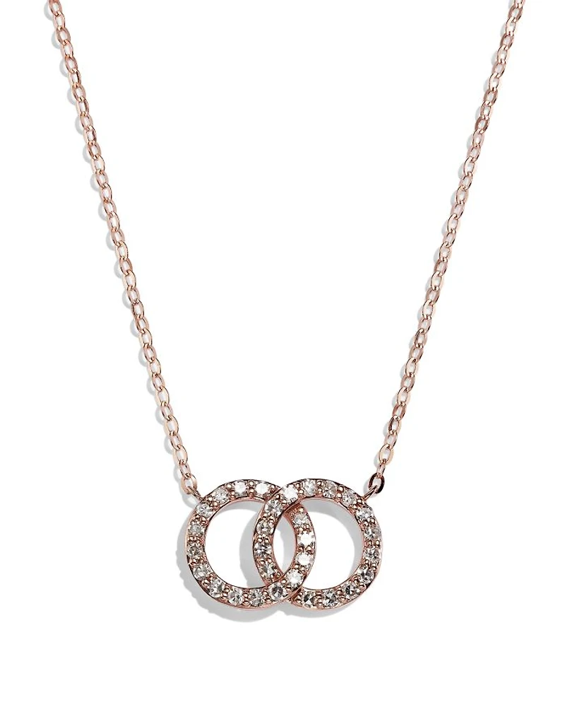 Diamond Double O Pendant Necklaces 14K Gold, 0.25 tcw each