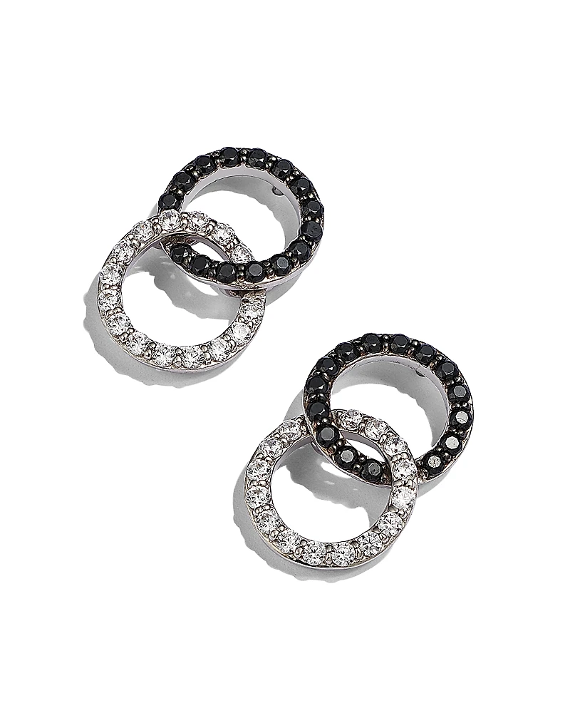 White & Black Diamond Double O Earrings