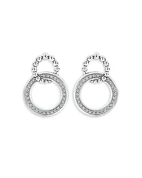Lagos Sterling Silver Caviar Spark Diamond Interlocking Circle Drop Earrings