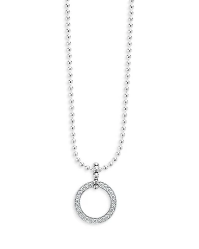 Sterling Silver Caviar Spark Diamond Circle Bead Chain Pendant Necklace, 16-18"
