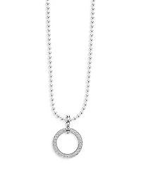 Lagos Sterling Silver Caviar Spark Diamond Circle Bead Chain Pendant Necklace, 16-18