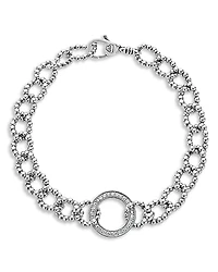 Lagos Sterling Silver Caviar Spark Diamond Circle Bead Open Link Bracelet
