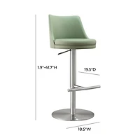 Reagan Performance Faux Leather Silver Adjustable Stool