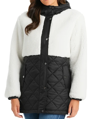 Sanctuary Mixed Media Sherpa Hooded Jacket