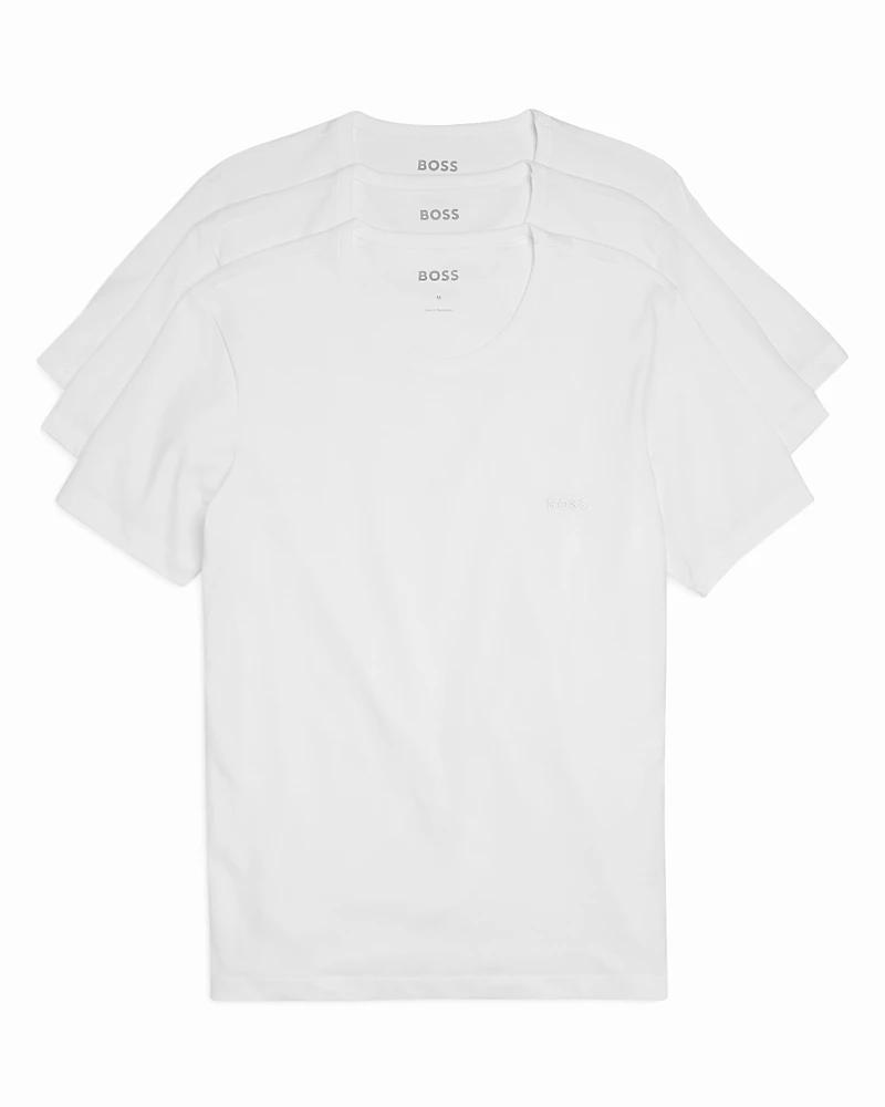 Boss Classic Cotton Regular Fit Logo Crewneck Tees, Pack of 3