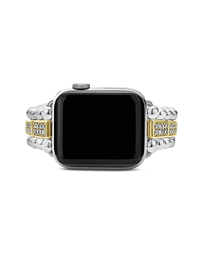Lagos Sterling Silver & 18K Gold Diamond Apple Smartwatch Bracelet, 38-45mm